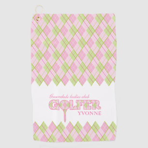 Der Golfspieler-Raute der rosa Damen Golfhandtuch