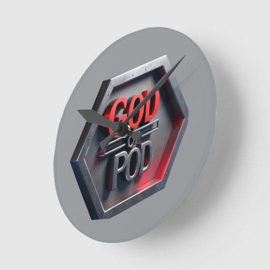 Der Gott des POD (Print On Demand) Runde Wanduhr (Winkel)