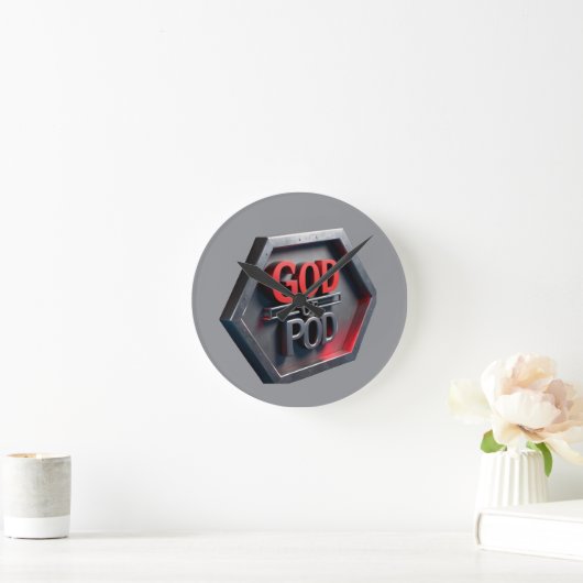 Der Gott des POD (Print On Demand) Runde Wanduhr (Zuhause)