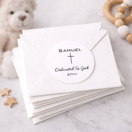 Der Gott gewidmet Schwarze Schrift Kreuz Runder Aufkleber