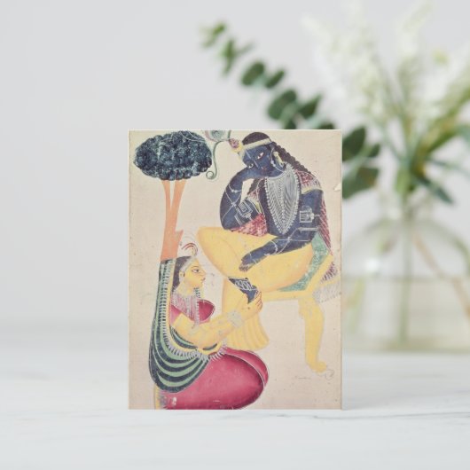 Der Gott Krishna mit seiner sterblichen Liebe Radh Postkarte (Stehend Vorderseite)