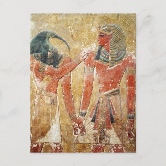 Der Gott Thoth mit Seti I im Grab von Seti Postkarte (Vorderseite)