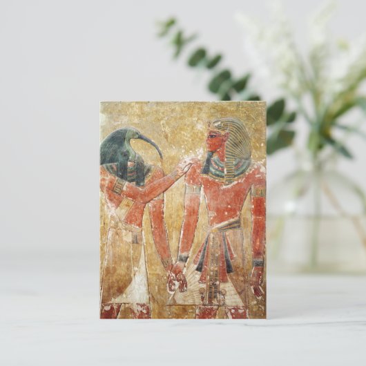 Der Gott Thoth mit Seti I im Grab von Seti Postkarte (Stehend Vorderseite)