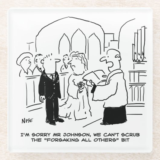 Der Gottesdienst für Hochzeit kann die Vows nicht  Glasuntersetzer (Vorderseite)