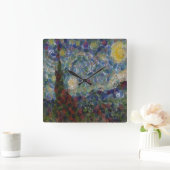 Der Gourdy Night Starry Fine Art Spoof Quadratische Wanduhr (Zuhause)