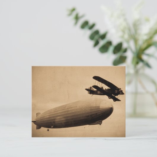 Der Graf Zeppelin nähert sich New York City 1928 Postkarte (Stehend Vorderseite)