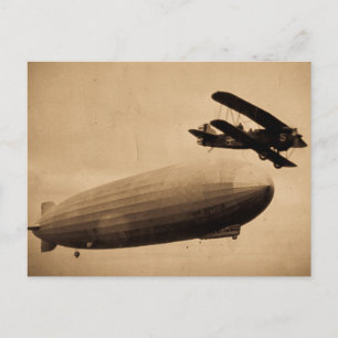 Der Graf Zeppelin nähert sich New York City 1928 Postkarte