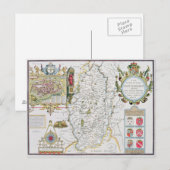 Der Grafschaft Nottingham, eingraviert von Jodocus Postkarte (Vorne/Hinten)