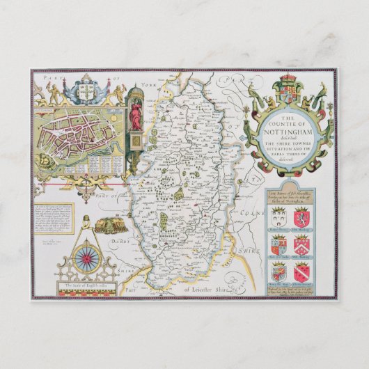 Der Grafschaft Nottingham, eingraviert von Jodocus Postkarte (Vorderseite)