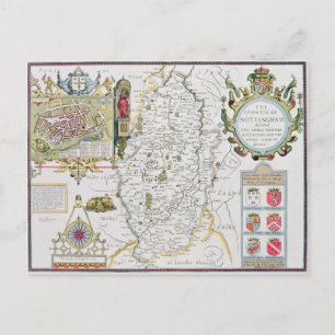 Der Grafschaft Nottingham, eingraviert von Jodocus Postkarte