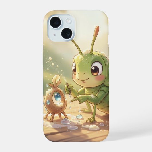 Der Grashüpfer und das Nektarkunstwerk.2 iPhone 15 Hülle (Rückseite)