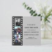 Der graue Filmstreifen lädt Save the Date ein (Stehend Vorderseite)