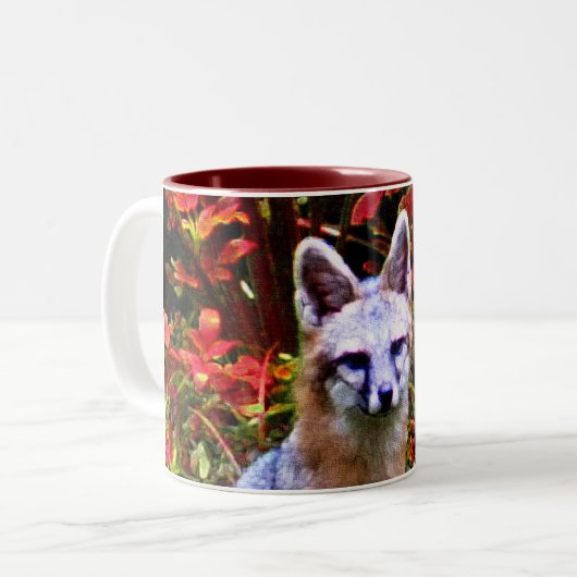DER GRAUE FUCHS IM HERBST ZWEIFARBIGE TASSE (Vorderseite Links)