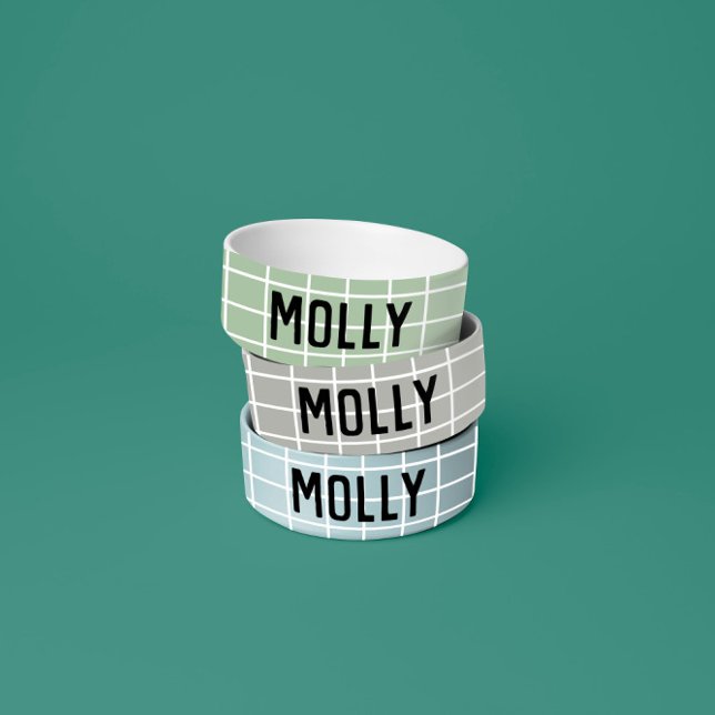 Der graue Karo mit einfachem Girly-Sage-Design Napf (Von Creator hochgeladen)