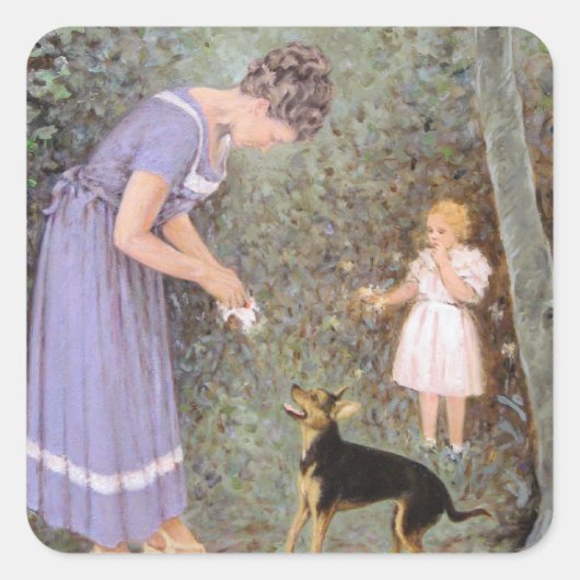 Der Graue kleine Hund von Guido Marzulli, Realismu Quadratischer Aufkleber (Vorderseite)