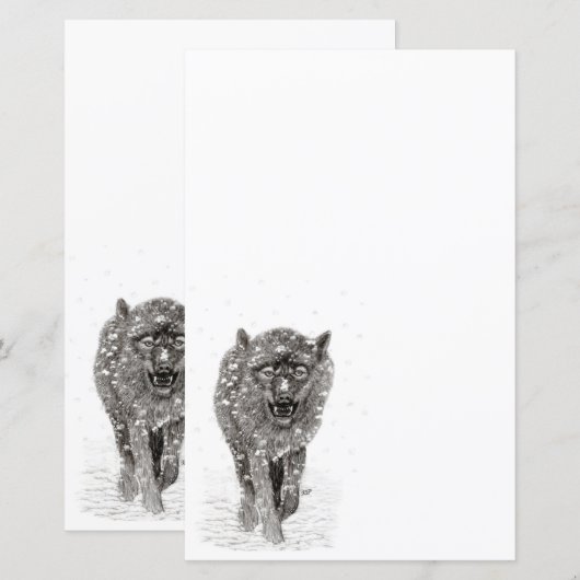 Der graue Schwarze Wolf im Schnee , der wilde Wint (Vorne/Hinten)