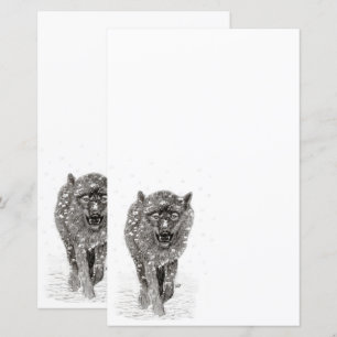 Der graue Schwarze Wolf im Schnee , der wilde Wint