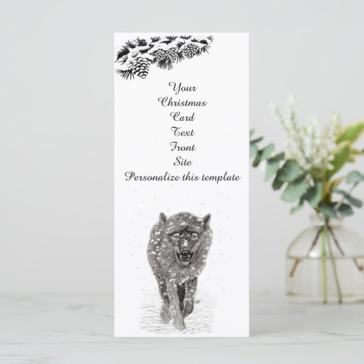 Der graue Schwarze Wolf im Schnee , der wilde Wint (Stehend Vorderseite)