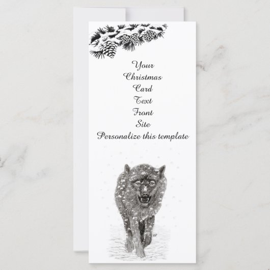 Der graue Schwarze Wolf im Schnee , der wilde Wint (Vorderseite)