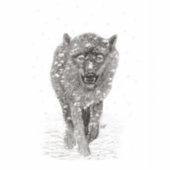 Der graue Schwarze Wolf im Schnee , der wilde Wint Aufkleber (Vorderseite)