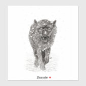 Der graue Schwarze Wolf im Schnee , der wilde Wint Aufkleber (Blatt)