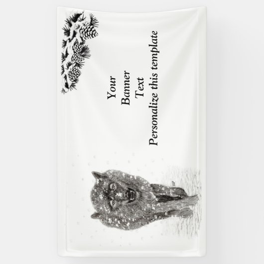 Der graue Schwarze Wolf im Schnee , der wilde Wint Banner (Vertikal)