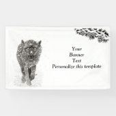 Der graue Schwarze Wolf im Schnee , der wilde Wint Banner (Horizontal)