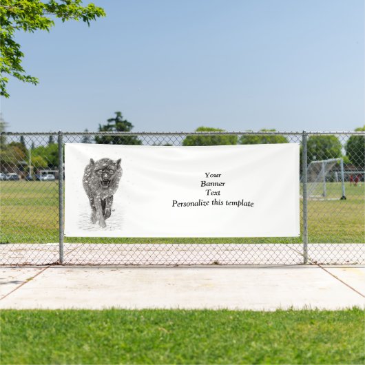 Der graue Schwarze Wolf im Schnee , der wilde Wint Banner (InSitu)