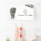 Der graue Schwarze Wolf im Schnee , der wilde Wint Banner (Insitu)