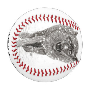 Der graue Schwarze Wolf im Schnee , der wilde Wint Baseball
