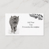 Der graue Schwarze Wolf im Schnee , der wilde Wint Begleitkarte (Rückseite)