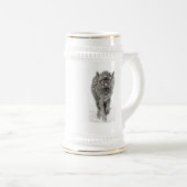 Der graue Schwarze Wolf im Schnee , der wilde Wint Bierglas (VorderseiteRechts)