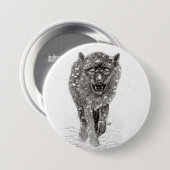 Der graue Schwarze Wolf im Schnee , der wilde Wint Button (Vorne & Hinten)