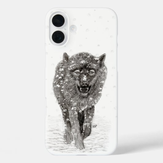 Der graue Schwarze Wolf im Schnee , der wilde Wint Case-Mate iPhone Hülle (Rückseite)