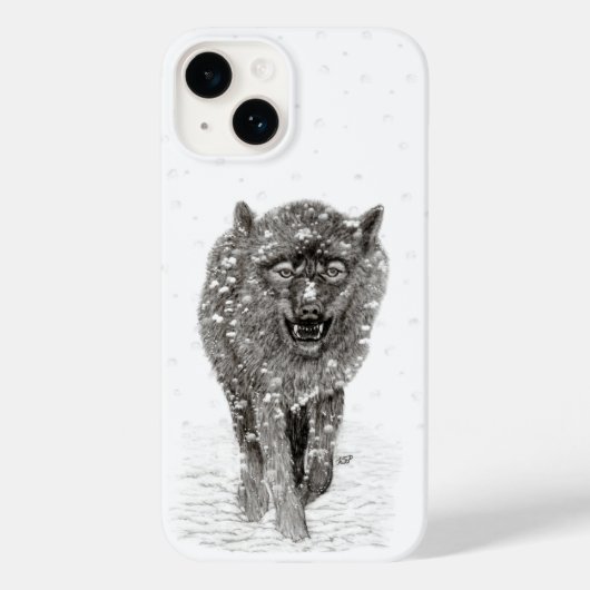 Der graue Schwarze Wolf im Schnee , der wilde Wint Case-Mate iPhone Hülle (Rückseite)