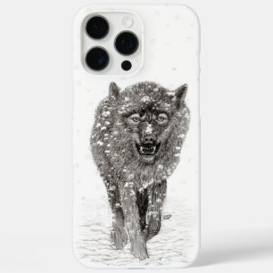 Der graue Schwarze Wolf im Schnee , der wilde Wint iPhone 16 Pro Max Hülle