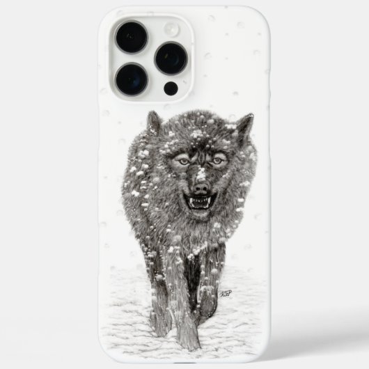 Der graue Schwarze Wolf im Schnee , der wilde Wint Case-Mate iPhone Hülle (Rückseite)