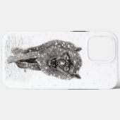 Der graue Schwarze Wolf im Schnee , der wilde Wint Case-Mate iPhone Hülle (Rückseite (Horizontal))