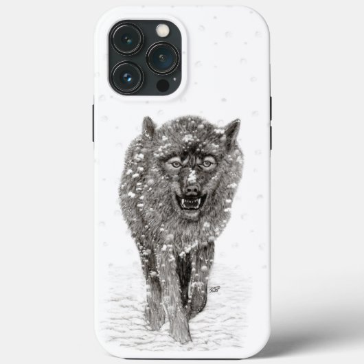 Der graue Schwarze Wolf im Schnee , der wilde Wint Case-Mate iPhone Hülle (Rückseite)