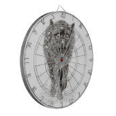 Der graue Schwarze Wolf im Schnee , der wilde Wint Dartscheibe (Vorderseite Links)