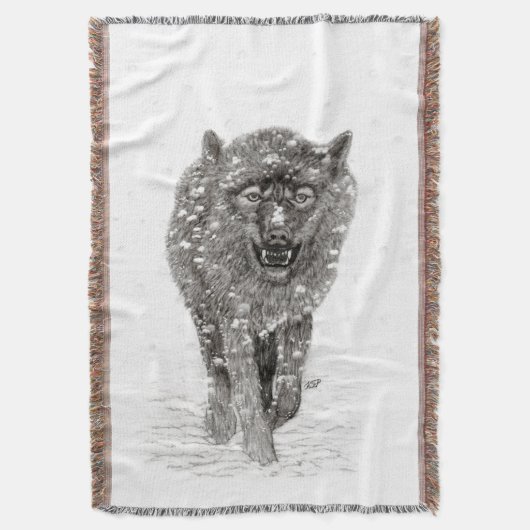 Der graue Schwarze Wolf im Schnee , der wilde Wint Decke (Vorderseite Vertikal)
