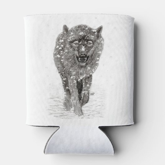 Der graue Schwarze Wolf im Schnee , der wilde Wint Dosenkühler (Rückseite)