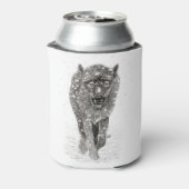 Der graue Schwarze Wolf im Schnee , der wilde Wint Dosenkühler (Kanne Rückseite)