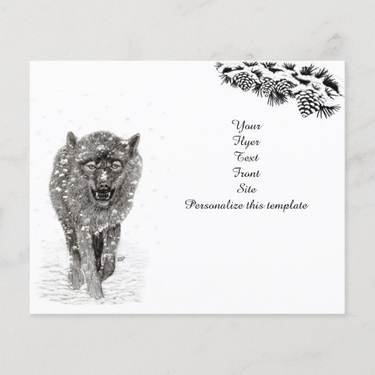 Der graue Schwarze Wolf im Schnee , der wilde Wint Flyer (Vorne)