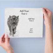 Der graue Schwarze Wolf im Schnee , der wilde Wint Flyer (Hand)