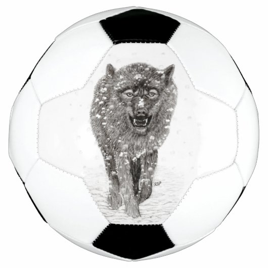 Der graue Schwarze Wolf im Schnee , der wilde Wint Fußball (Vorderseite)