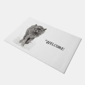 Der graue Schwarze Wolf im Schnee , der wilde Wint Fußmatte (Schrägansicht)