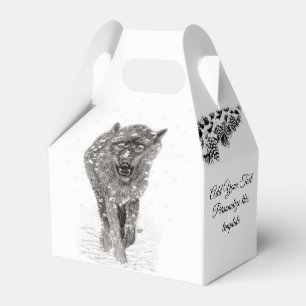 Der graue Schwarze Wolf im Schnee , der wilde Wint Geschenkschachtel
