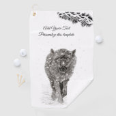 Der graue Schwarze Wolf im Schnee , der wilde Wint Golfhandtuch (Insitu)
