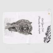 Der graue Schwarze Wolf im Schnee , der wilde Wint Golfhandtuch (Horizontal)